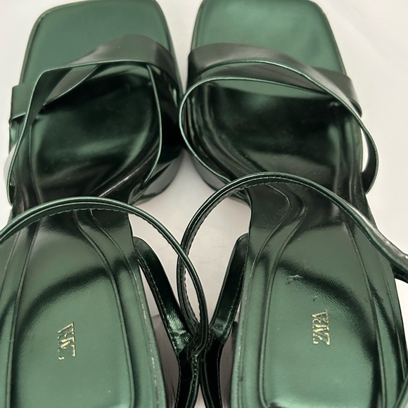 Zara Emerald Green Platform Sandals Size 8 US 39 EU - Picture 11 of 12